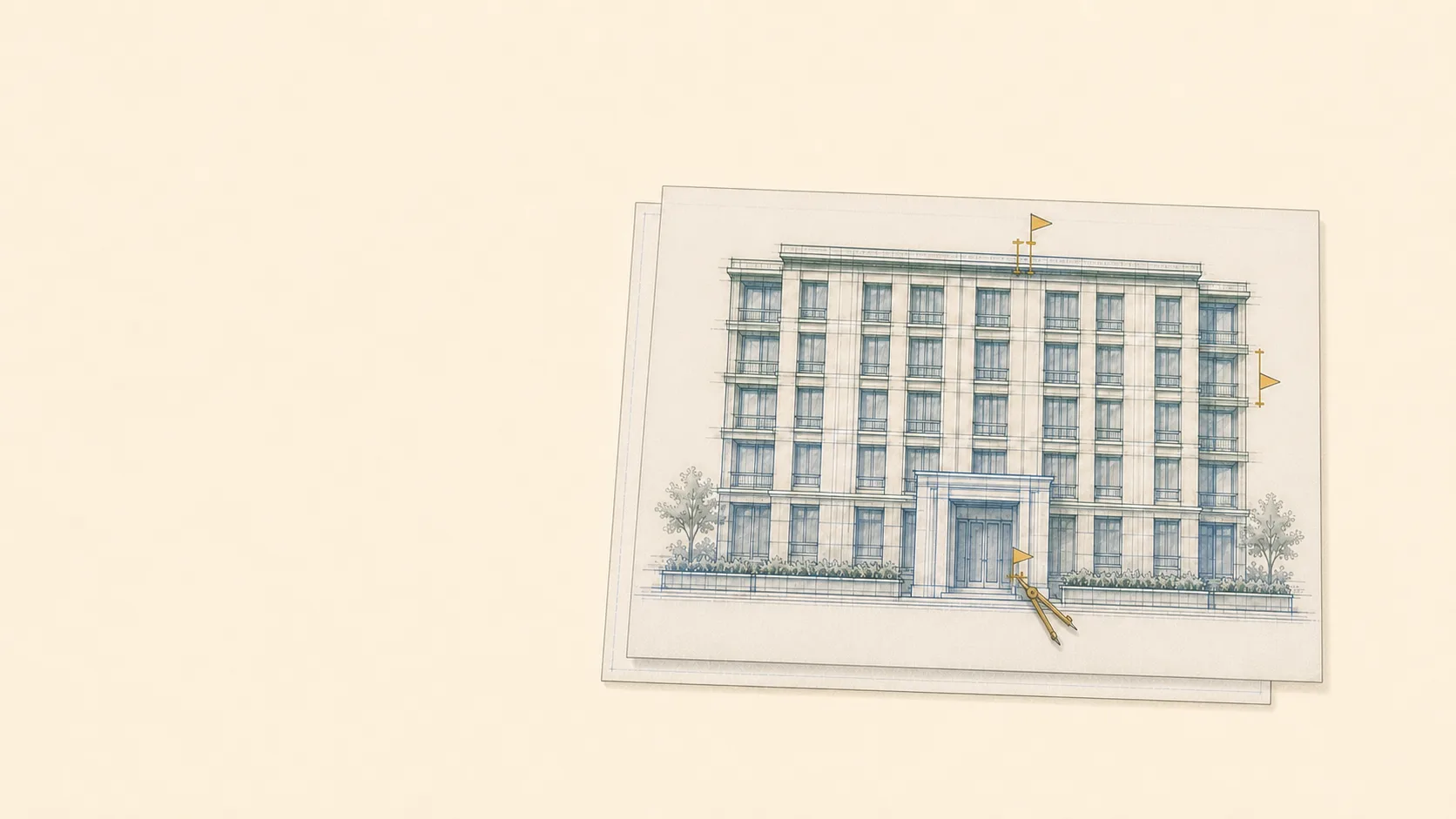Two stacked drawings of the same company, with the offsets between them measured and flagged.